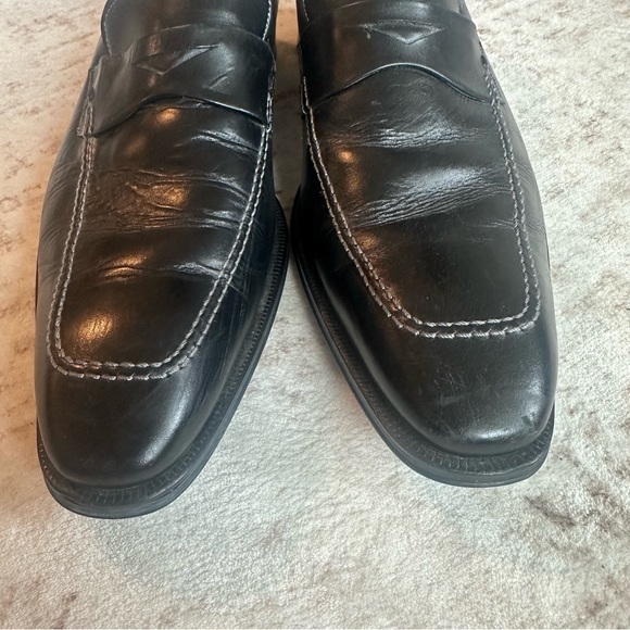 Mezlan Toulon Black Leather Slip-on Dress Shoes Loafers Men’s Sz 10 - Picture 3 of 9